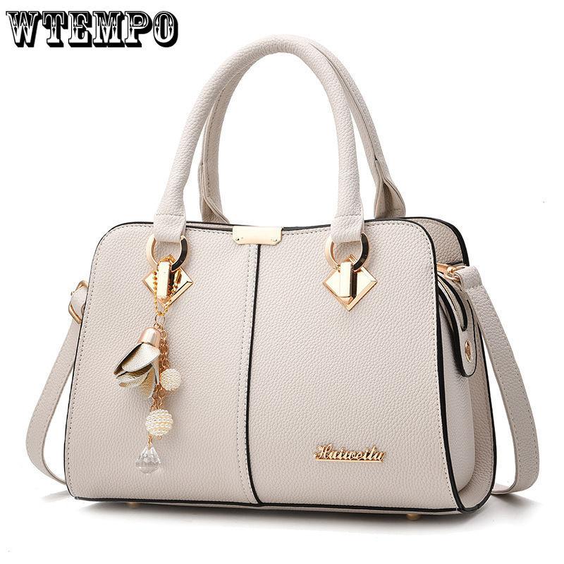 WTEMPO Женские однотонные простые сумки для мам, универсальные женские сумки на молнии большой емкости, сумки через плечо из искусственной кожи PU