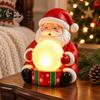 Santa Claus Figurine with Light Up Figurine, Christmas Statue Holding Glowing Crystal Ball, Warm Ball Ornament Night Light, Tabletop for Home