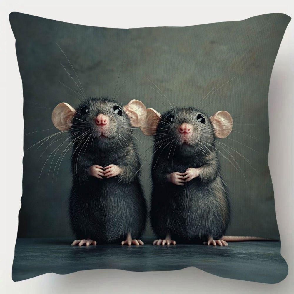 Cute Mouse DoubleSided Decorative Pillowcase Easter Theme Animal Pattern Cushion Cover for Sofa Bed Home Decor