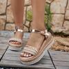 Fashion 2025 Summer Open Toe Women's Sandals Mixed Colors Rivet Platform Wedges Buckle Strap Sandals Outdoor Casual Daily Shoes Zapatos