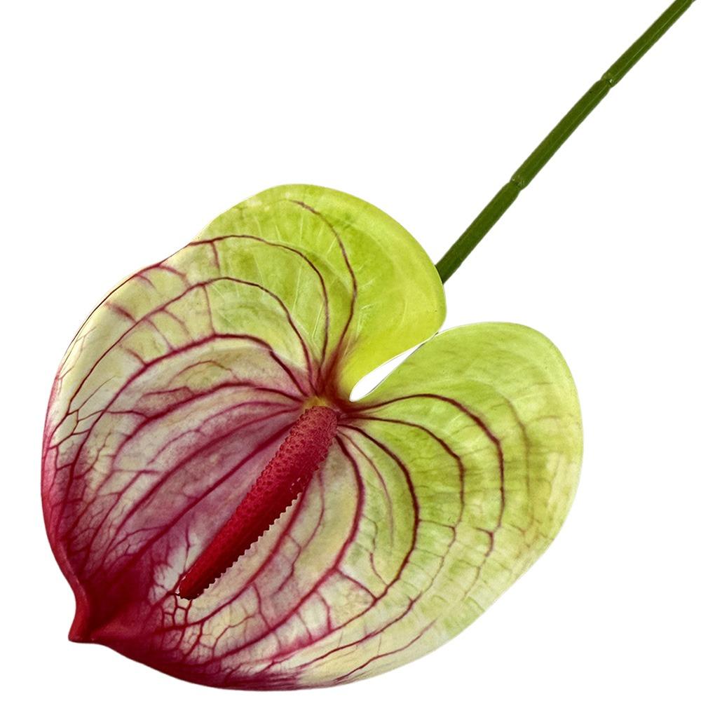 Soft Rubber Artificial Small Anthurium 60cm Simulation Plant Faux Red Palm  Home Decoration