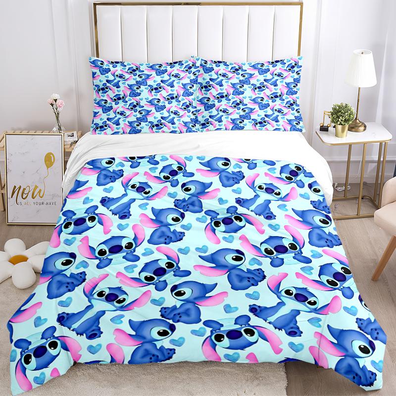 3Pcs Stitch Hearts Bedding Sets For All Sizes New 3D Printed Bed Cover Comforter Duvet Cover Pillowcase Bedroom Decoration