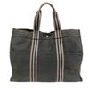 HERMES stripe canvas Fool Toe Tote GM Tote Bag black canvas unisex Used