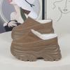Fashion Women Fur Platform Half Slippers Woman Retro Suede Warm Shoes Autumn New Outdoor Design Thick-bottom Increase Cotton Slippers
