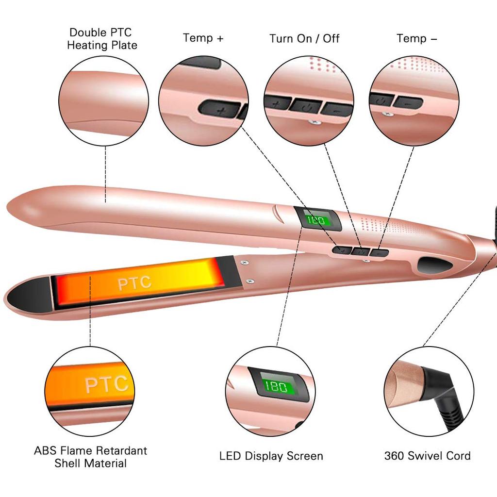 Выпрямитель для волос Flat Iron с двойным напряжением, быстрый нагрев, ЖК-дисплей, автоматическое отключение, горячий утюжок для всех типов волос, щипцы для завивки волос