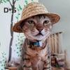 Adjustable Cat Sun Hat Decorative Pet Accessory with Tie Retro Farmer Style Straw Hat for Cats And Dogs