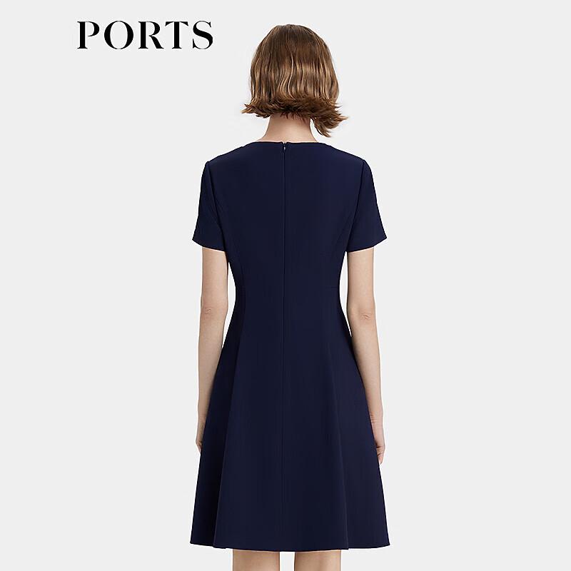 Ports Женское трикотажное платье темно-синего цвета с круглым вырезом