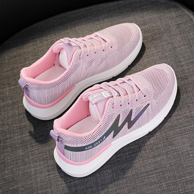 Womens Breathable Mesh Running Shoes Soft Platform Sneakers Lace Up Casual Walking Sports Shoes Lightweight Tenis Feminino