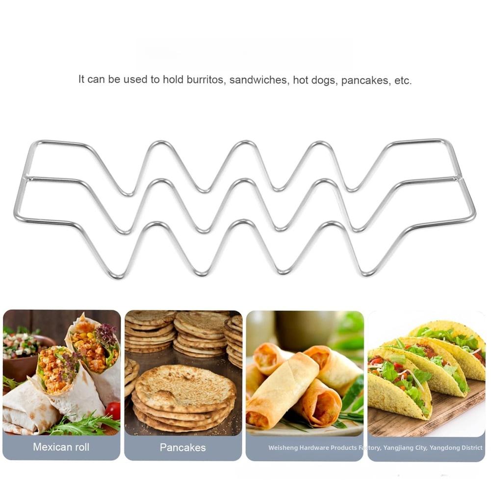 Stainless Steel Taco Holder Stand W Shape for Burritos Pancakes Hot Dogs Sandwiches Multi Functional Tableware Accessory