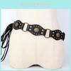 Pu Leather Western Style Waist Belt For Women With Vintage Buckle And Fringe Decor