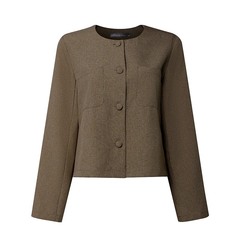 ZANZEA Женская повседневная блузка-кардиган с круглым вырезом и длинным рукавом