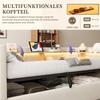 Upholstered Bed Hydraulic Sofa Bed 90*190cm, Equipped with LED Lights, Outlets and Many Storage Compartments, Multifunctional, Single Bed, Beige