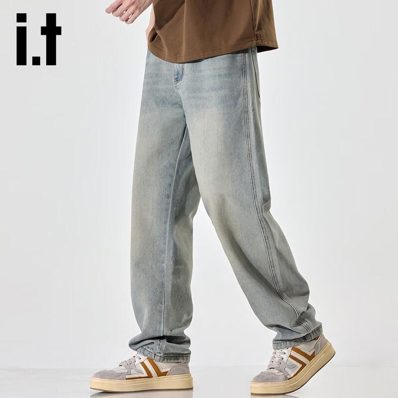 Мужские джинсы izzue свободного прямого кроя с эффектом потертости