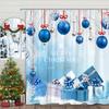 Christmas Ball Shower Curtain Christmas Pine Tree Gift Winter Snowflake Cartoon Family Polyester Fabric Bathroom Decor Curtains