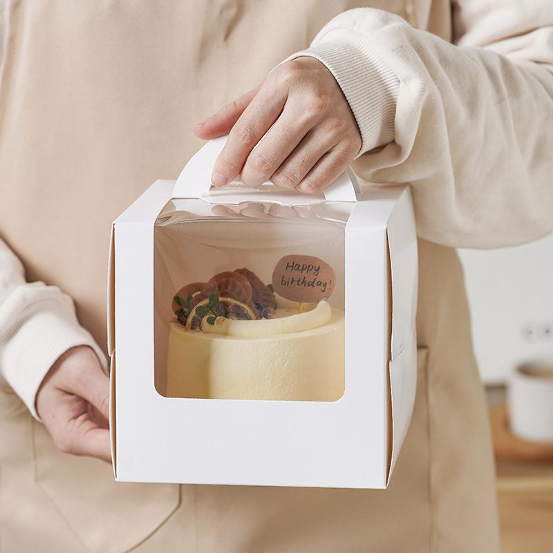 5/10Pcs Portable Cake Box with Clear Window Paper Gift Packaging Box Wedding Birthday Party Muffin Cake Container Baby Shower