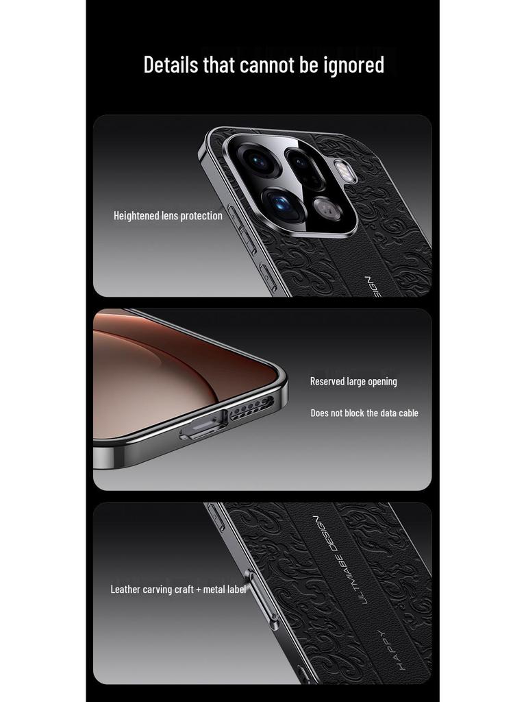 Oppo Find X9/X9 Pro Luxury Anti-Fall Dragon Pattern Protective Phone Case