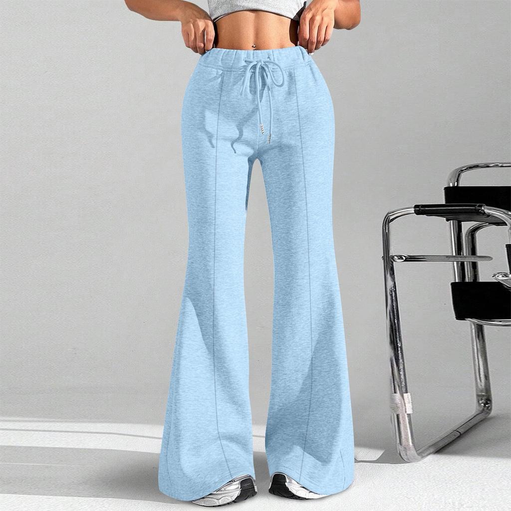 Женские модные свободные брюки-карго с завязками на талии, однотонные, расклешенные