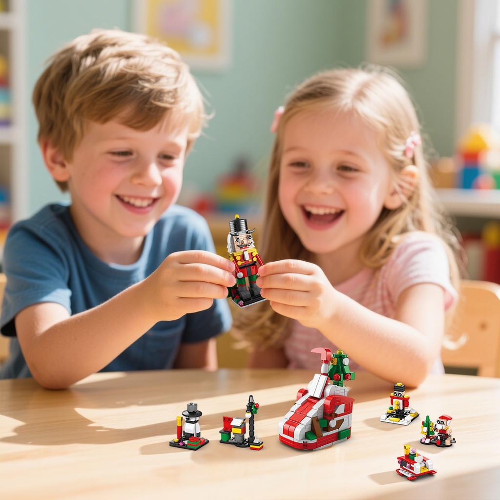 Compatible With Christmas Tree Music Boxes, Children's Building Block Toys, Christmas Arrival Calendar Building Block Diy Set Gifts.