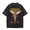 Мужские стираные футболки Nirvana унисекс с круглым вырезом 100% хлопок с коротким рукавом Y2K свободная удобная футболка