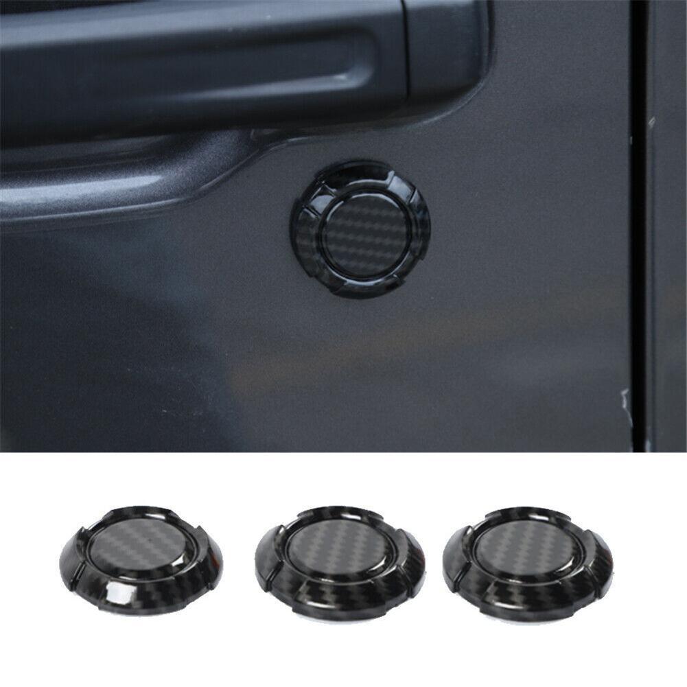 3PCS Carbon Fiber ABS Door Key Jack Trim For Jeep Wrangler JK JL Gladiator JT 2007+ Car Exterior Accessories Car Socket
