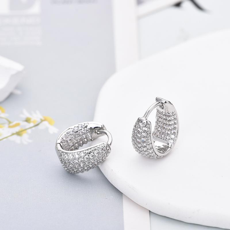 Fashion Zirconia U Shape Huggie Hoop Earrings For Women Geometric Ear Buckle Bridal Wedding Engagement Earrings Daily Jewelry
