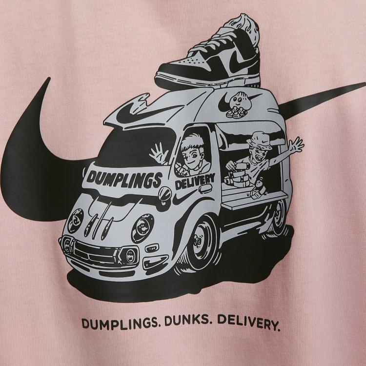 Nike T Shirts Men's Pink Crew Neck Moderate Straight Fit FB9806-686