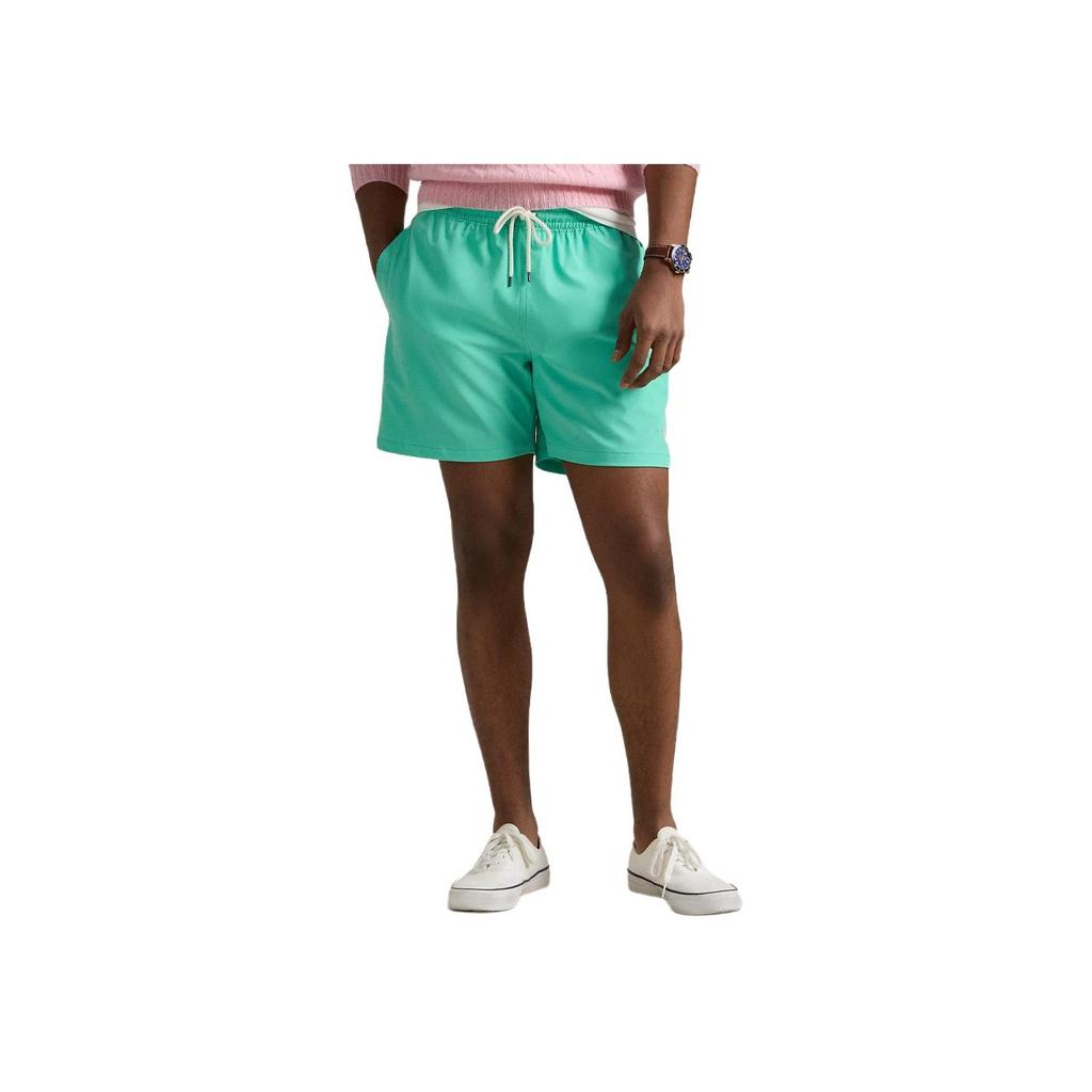 Polo Ralph Lauren Solid Color Lace-Up Side Pocket Swim Trunks Men Swimwear Green 710957782-005