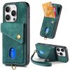 Kickstand Leather Wrist Strap Wallet with Card Holder Phone Case for iPhone 16 15 14 11 Pro Max XS XR 7 8 Plus 13 12 Mini Cover