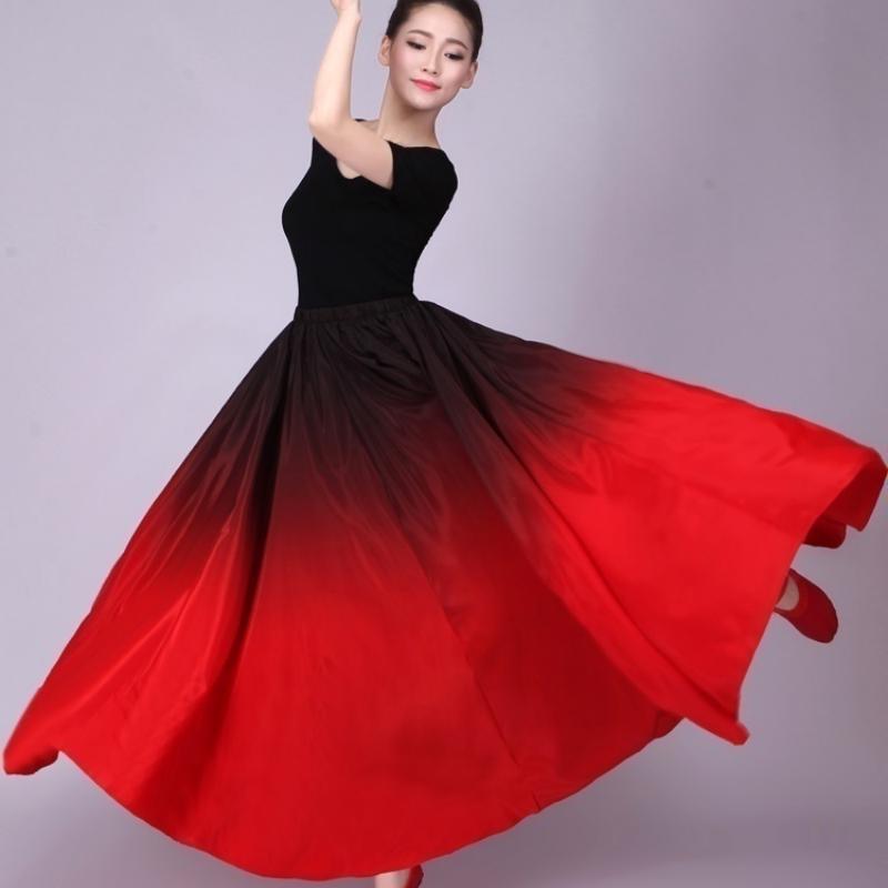 Женская юбка для латинских танцев, сальса-ча-ча, испанское плиссированное платье с оборками, современный бальный костюм