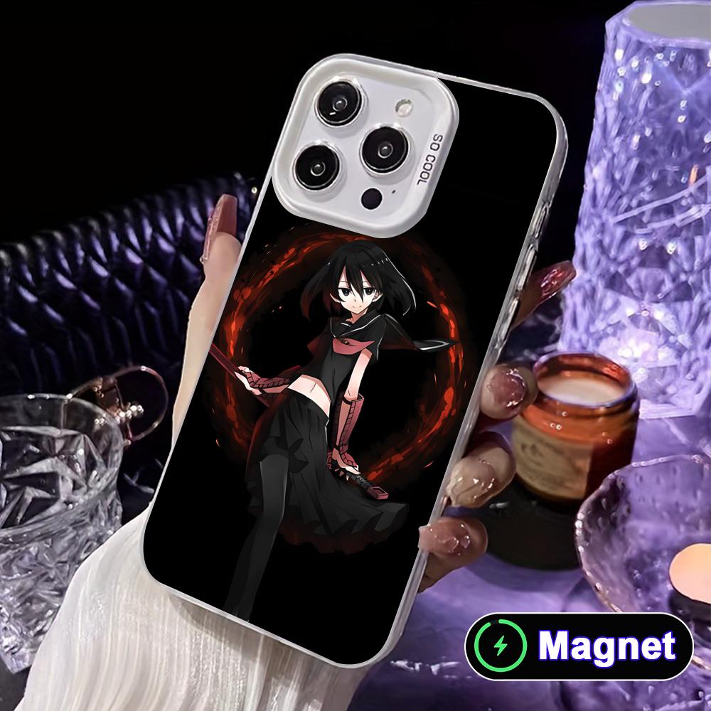 Akame Kurome White Translucent MagSafe Mobile Phone Case for iPhone 17 16 15 14 13 12 11 X XR XS Air Pro Max Plus Cover