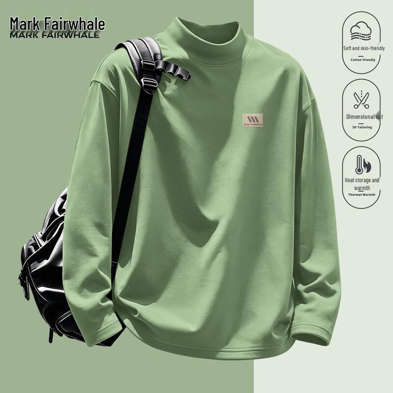 Mark Fairwhale Men's American-Style Mock Neck Long Sleeve T-Shirt