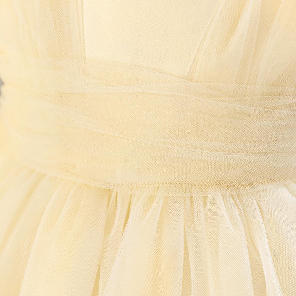 New Sleeveless Bow Waist Pleated Tulle Flower Girl Dress