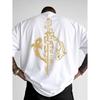 Men'S Casual Graphic Tee Featuring a Loose Fit And Round Neck, Designed for Summer with a Geometric Dragon And Sword Motif. This Machine-Washable Top