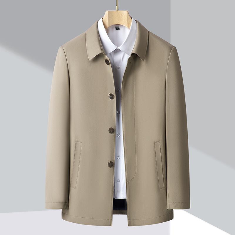 Весенне-осенняя мужская куртка из шелка Mulberry, для среднего возраста, с лацканами, для повседневного делового стиля, тонкая, не требующая глажки, куртка для папы