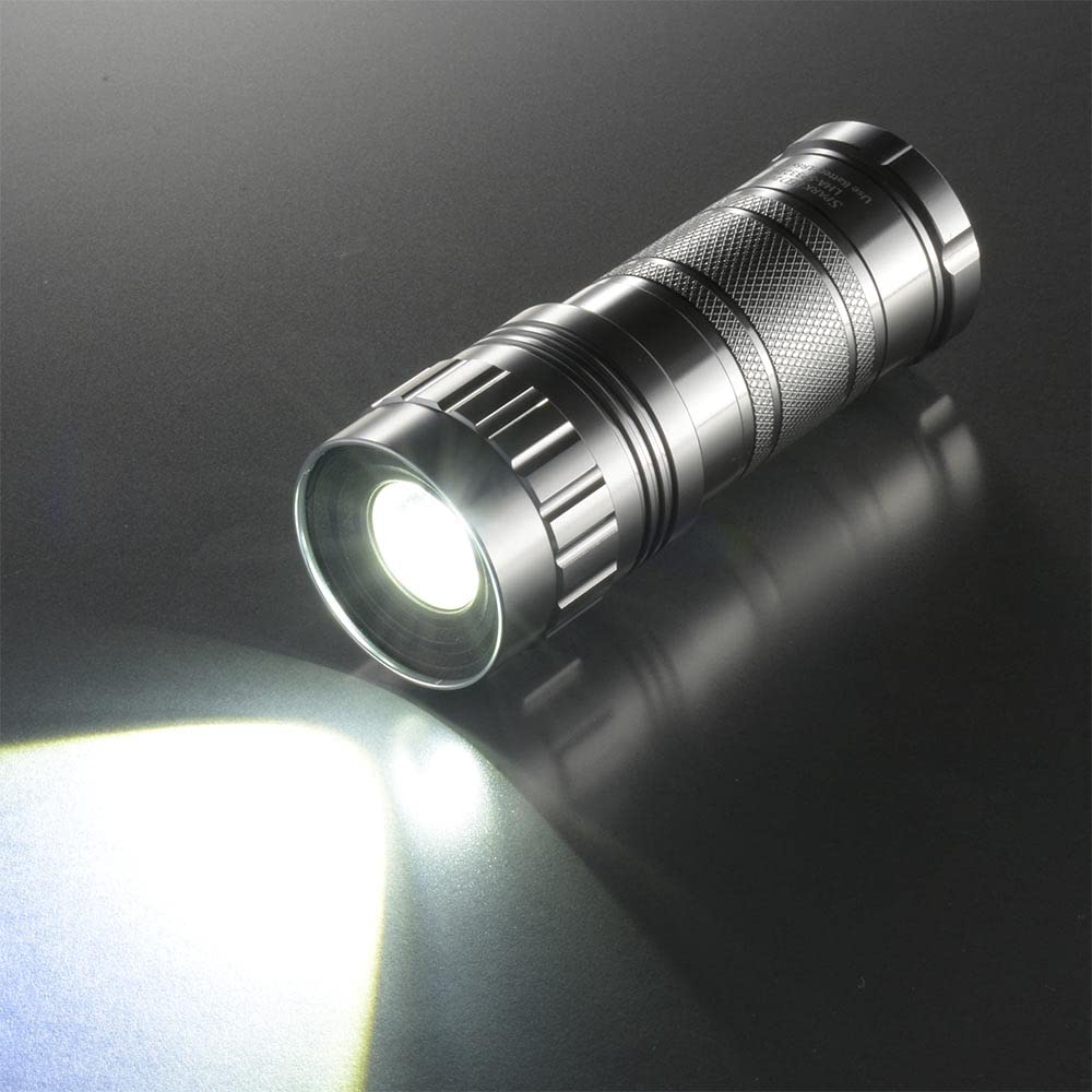 OHM Electric Waterproof Zoom Flashlight with 800 Slide IP66 ANSI Aluminum Model LHA-SP332Z-S2 Lumens, Focus, Dimmable, Compliant, Body, 08-1033