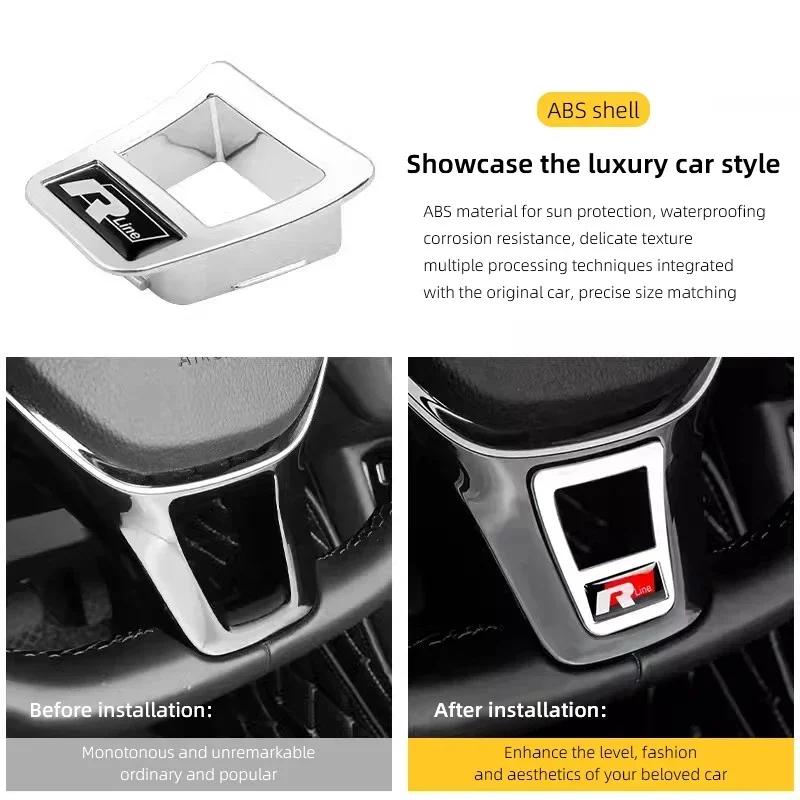 HIJK1 Emblems Volkswagen R Emblem Zinc Alloy Car Steering Wheel Trim Buckle For VW Golf Polo GTI Tiguan CC Passat Variant Jetta Santan