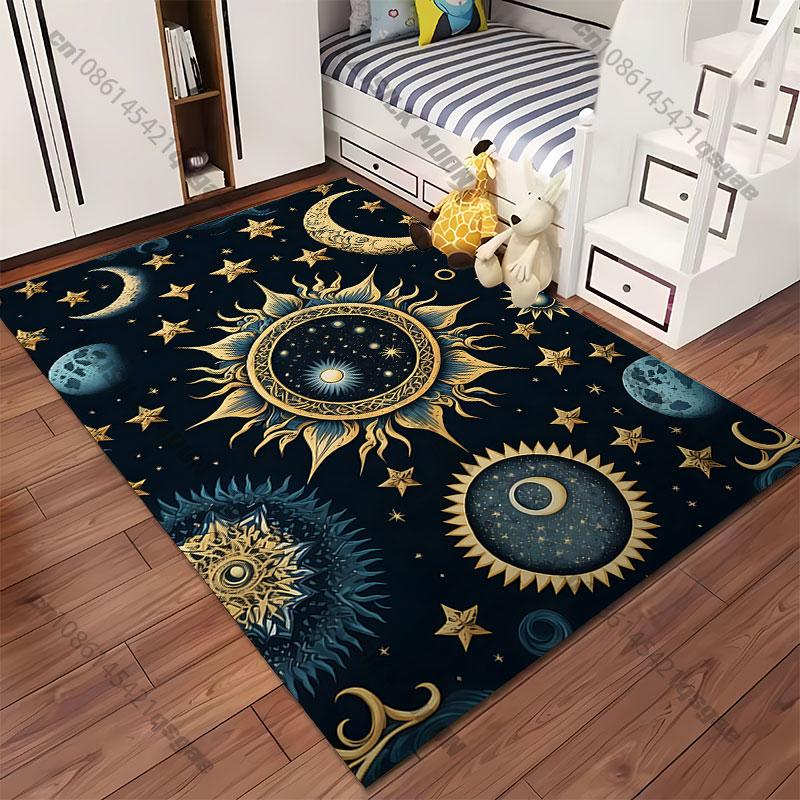 Cosmic celestial sun moon stars carpet Yoga living room room decor children's crawling mat doormat area rug games mat