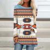 Ethnic 3D Print Long Sleeve T Shirt Women's Fashion Abstract Geometric Design Top Tees Autumn New Vintage Round Neck T Shirts