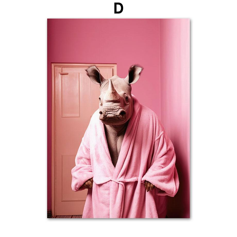 Забавный юмор для ванной комнаты, носорог, крокодил, леопард, сова, кенгуру, слон, собака, настенный домашний декор, туалетный плакат, художественный принт, холст, живопись