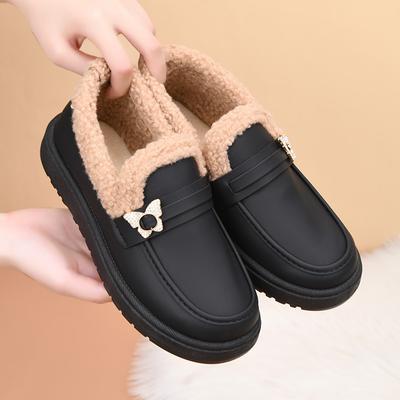 Зимние новые кожаные водонепроницаемые хлопковые ботинки женские бархатные утолщенные теплые зимние ботинки для снега модные повседневные туфли для мамы среднего и пожилого возраста