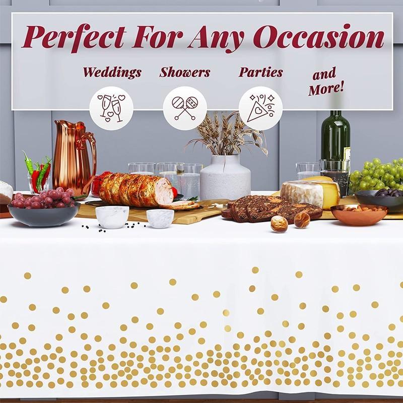 Прямоугольная пластиковая крышка стола с тиснением в горошек конфетти, для девичника, свадьбы, дня рождения девушки и детского душа, легко моется