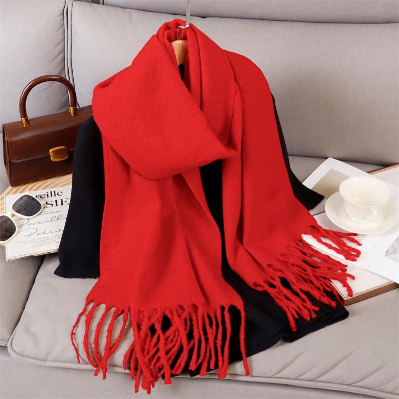 Luxury 2 Colours Cashmere Scarf Women Autumn Winter Shawl Pashmina Handkerchief Lady Pareo Soft Outdoor Windproof Travel Bufanda