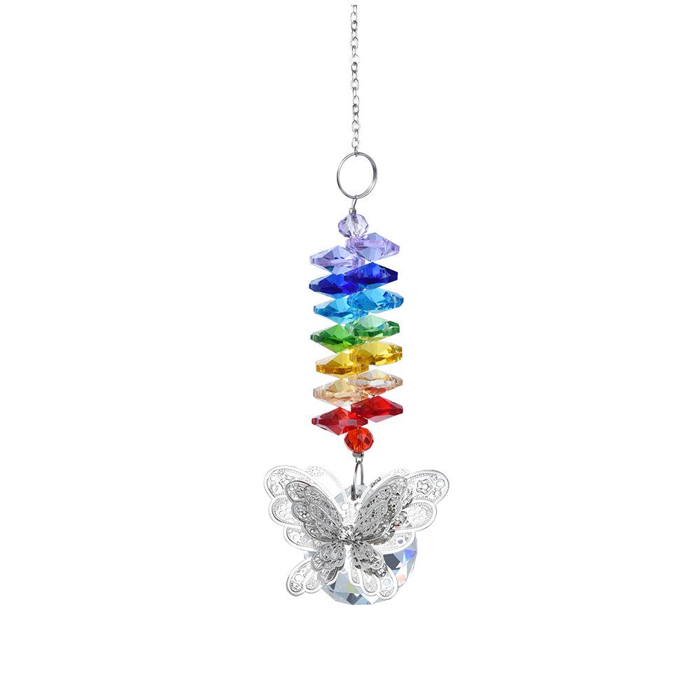 Colorful Butterfly Crystal Ball Suncatcher Wind Chime