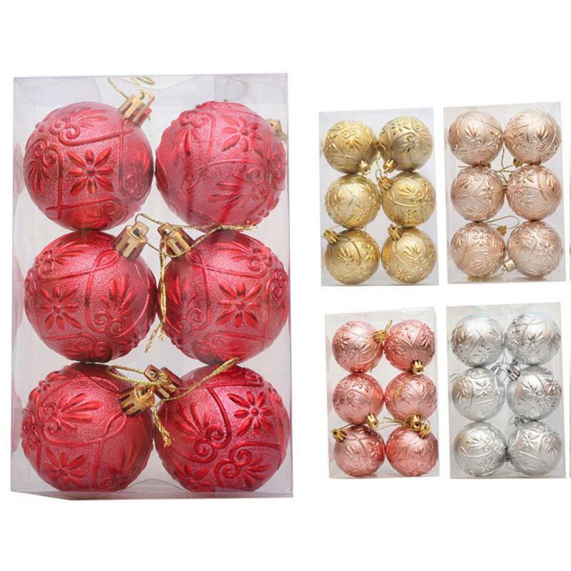 6pcs Christmas Tree Baubles Shatterproof Xmas Tree Decorations Christmas Balls Ornament Hanging Pendants Holiday Party Decor