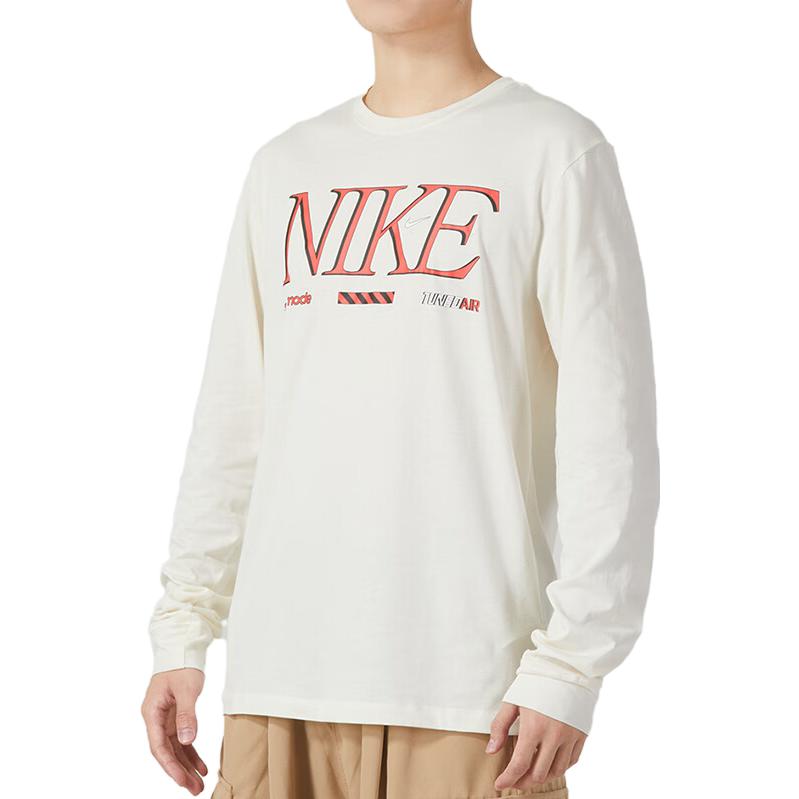 Nike Футболка с длинным рукавом с принтом алфавита, дышащая, мужская, белая FD1340-110