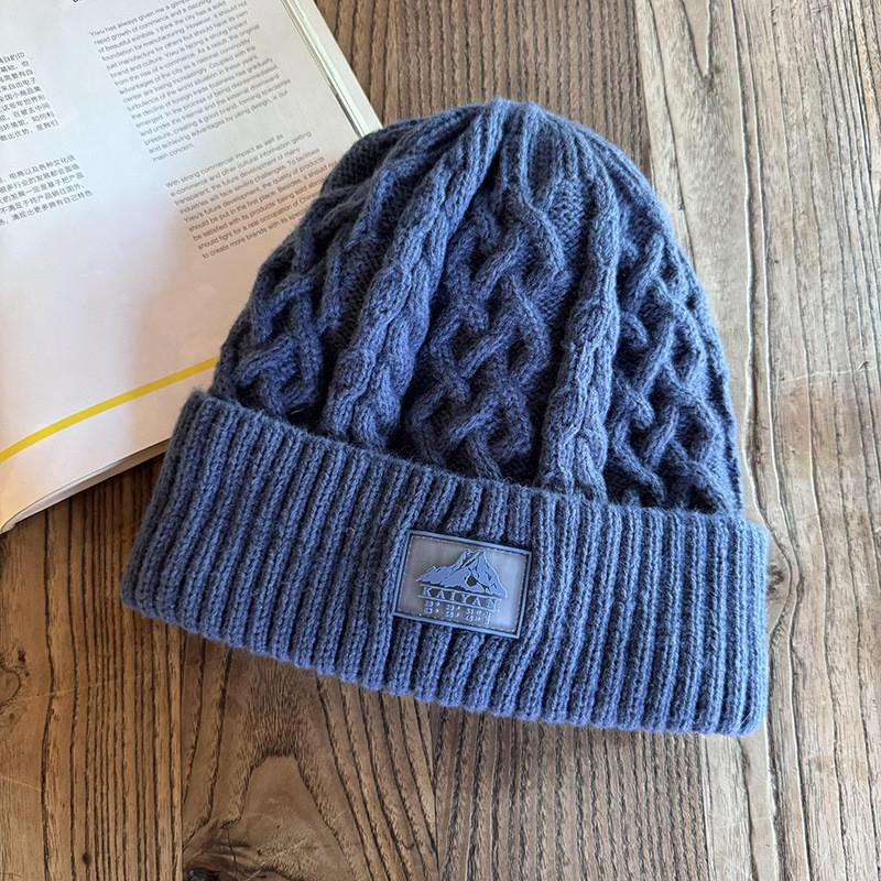 Мужская акриловая вязаная шапка-бини с толстой флисовой подкладкой для ношения в холодную погоду зимой