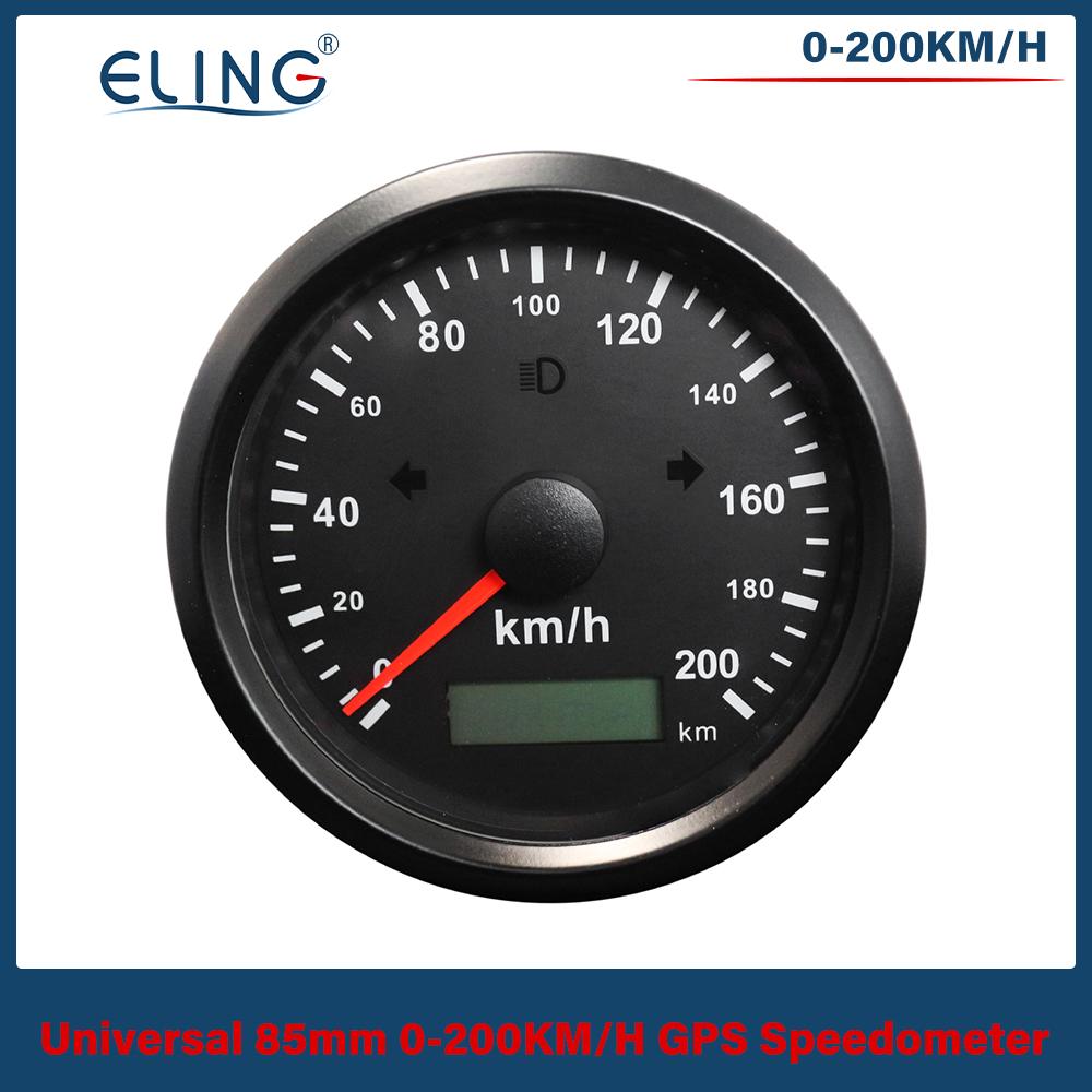 ELING 85мм GPS Спидометр 0-125 миль/ч 0-160 миль/ч 0-200 миль/ч Одометр Левый Правый Дальний свет с Красной Желтой подсветкой для Автомобиля Грузовика RV