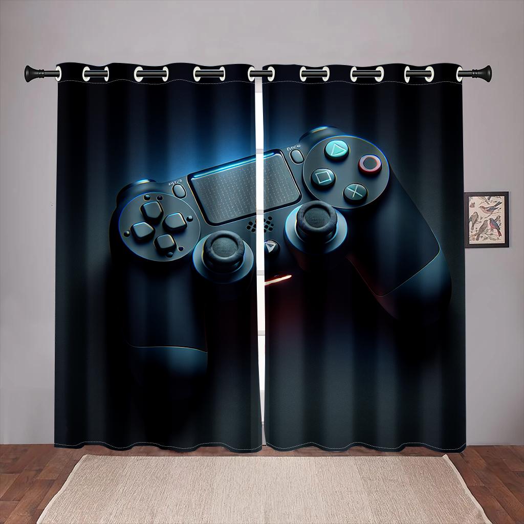 Cool Gamepad Switch Gamer Curtains for Boys Bedroom Graffiti Words Video Games Window Drapes Game Players Living Room Decoration