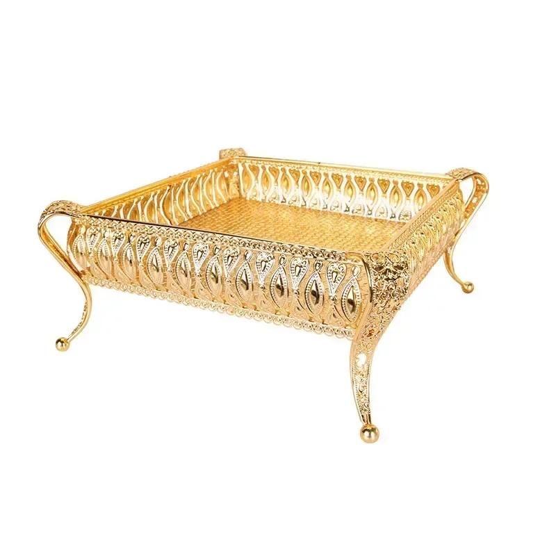 Retro Style Gold Serving Tray Fruit Snack Dessert Candy Storage Plates Dish Stand for Home Bar Party Coffee Wedding Decoration