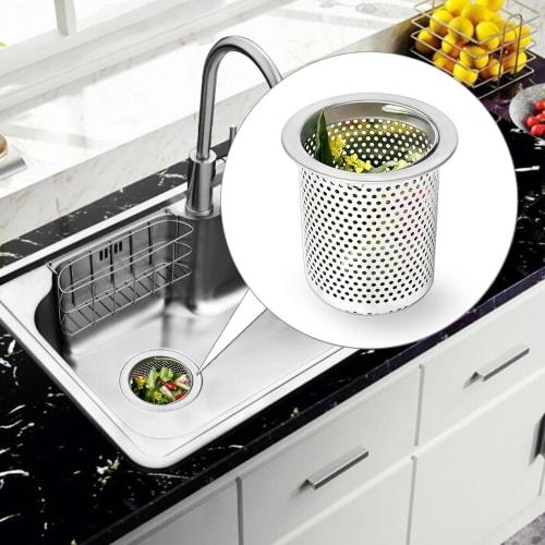 BAOYINGTE Drain Garbage Disposal, Sink Garbage Disposal, Stainless Steel Drain Garbage Disposal, 77mm, Drainer, High-Efficiency Filtration, Convenien